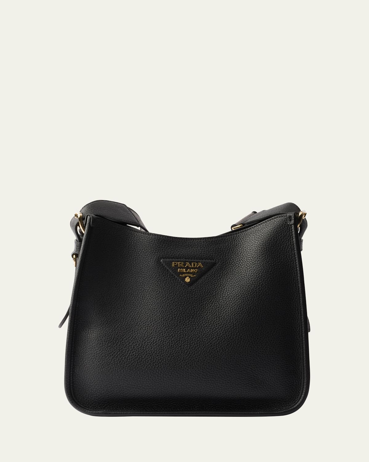 Prada Black Leather Shoulder Bag In Black