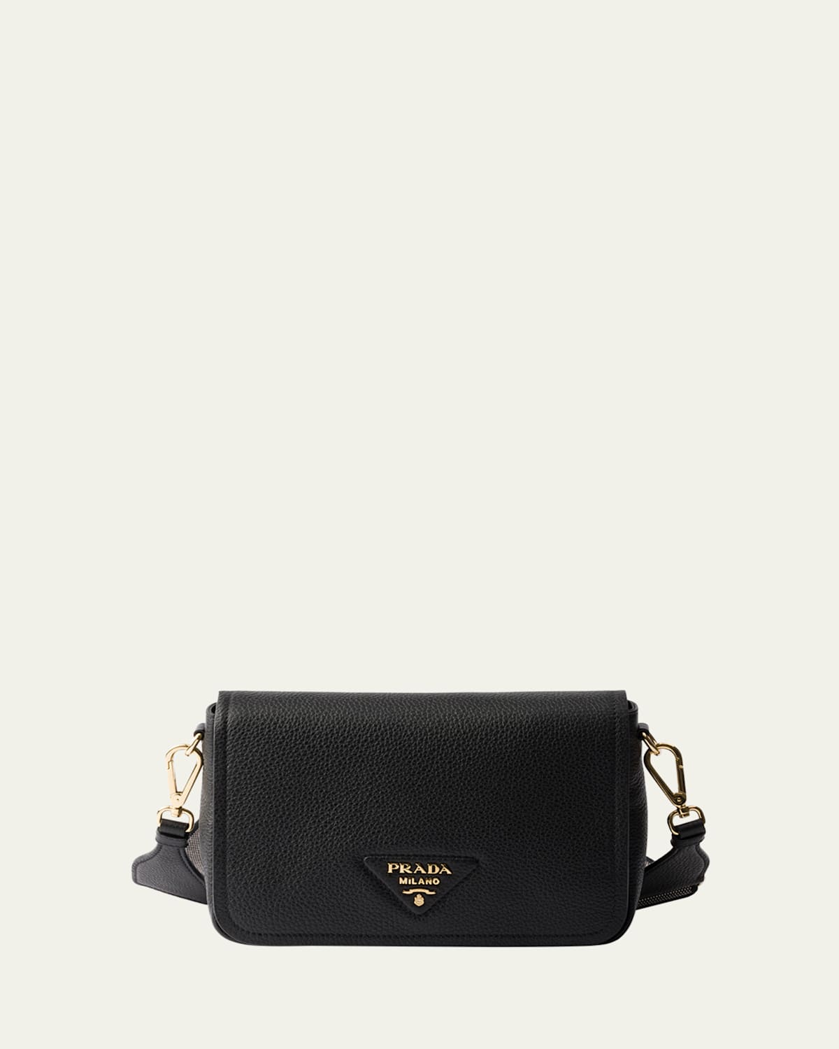 Prada Daino Flap Soft Leather Crossbody Bag In F0632 Nero 1