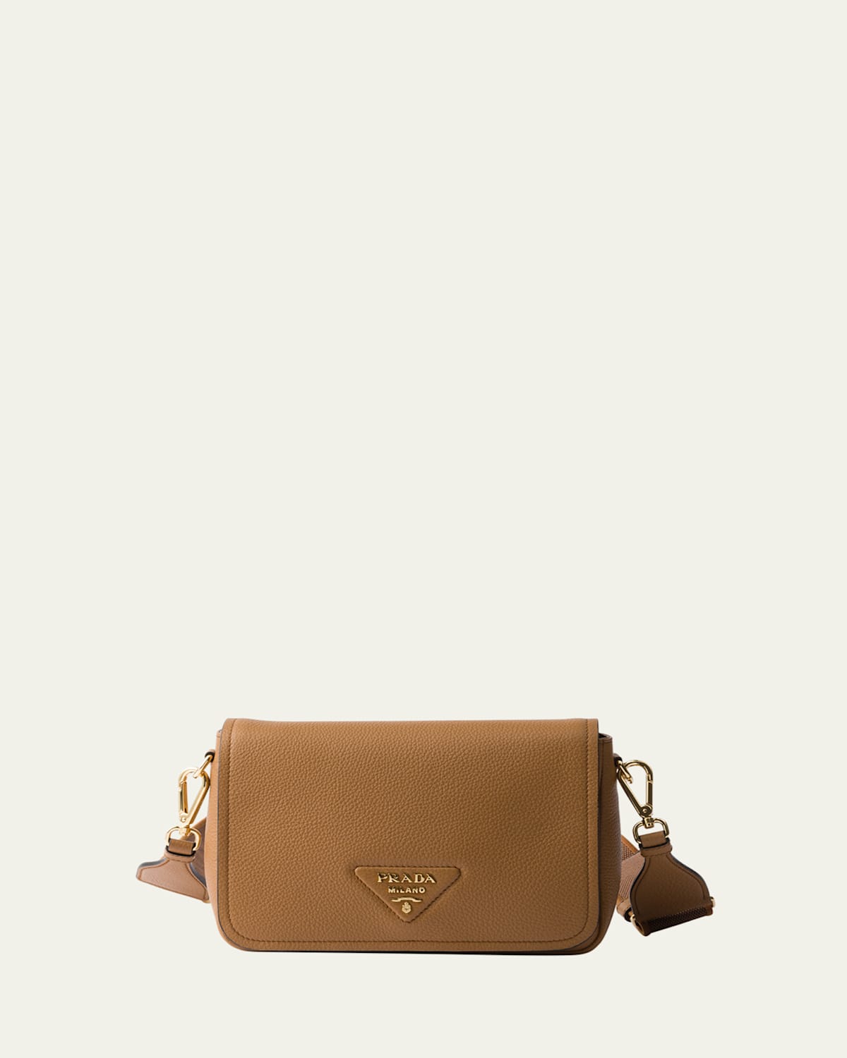 Prada Daino Flap Soft Leather Crossbody Bag In Brown