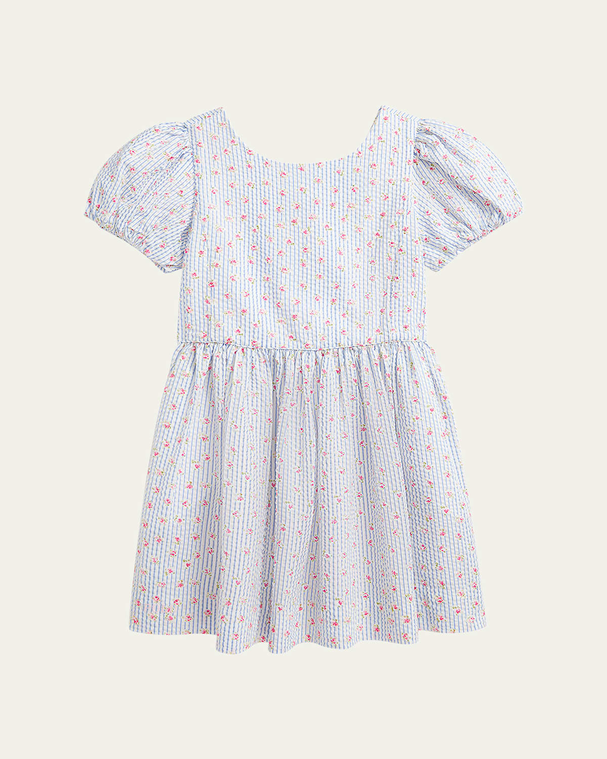 Polo Ralph Lauren Girl's Striped Floral-print Seersucker Dress In Sylvia Floral