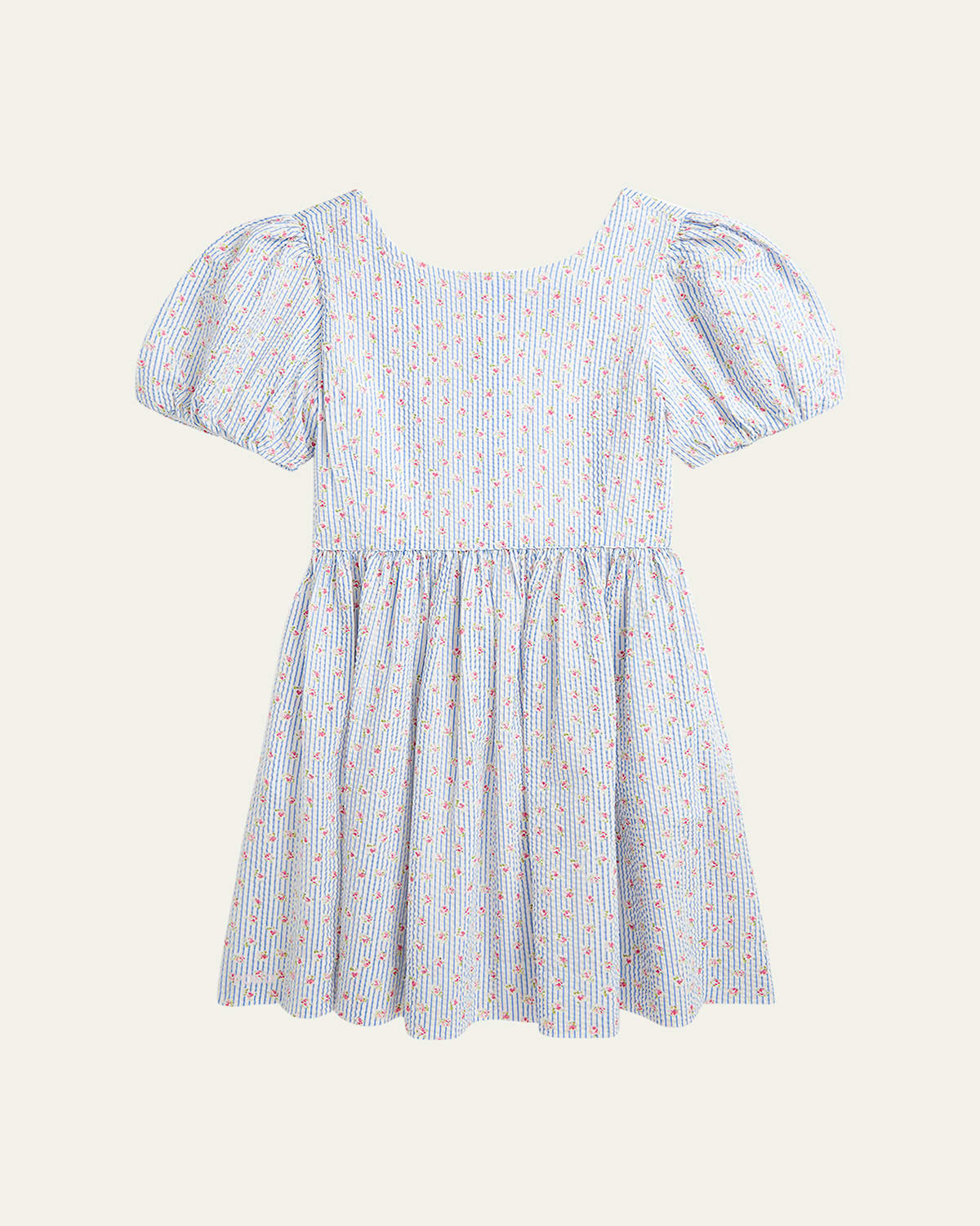 Polo Ralph Lauren Girl's Striped Floral-print Seersucker Dress In Sylvia Floral