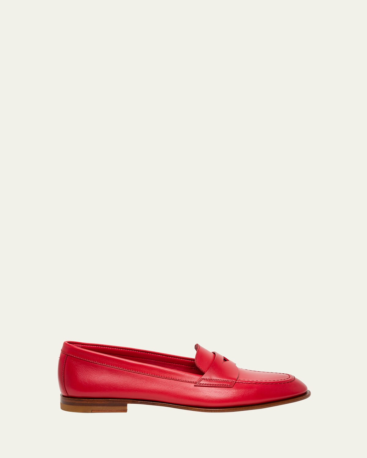 Santoni Famed Leather Penny Loafers In Red
