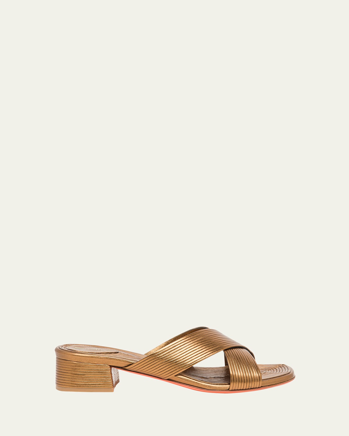 Serpentine Metallic Leather Crisscross Mule Sandals