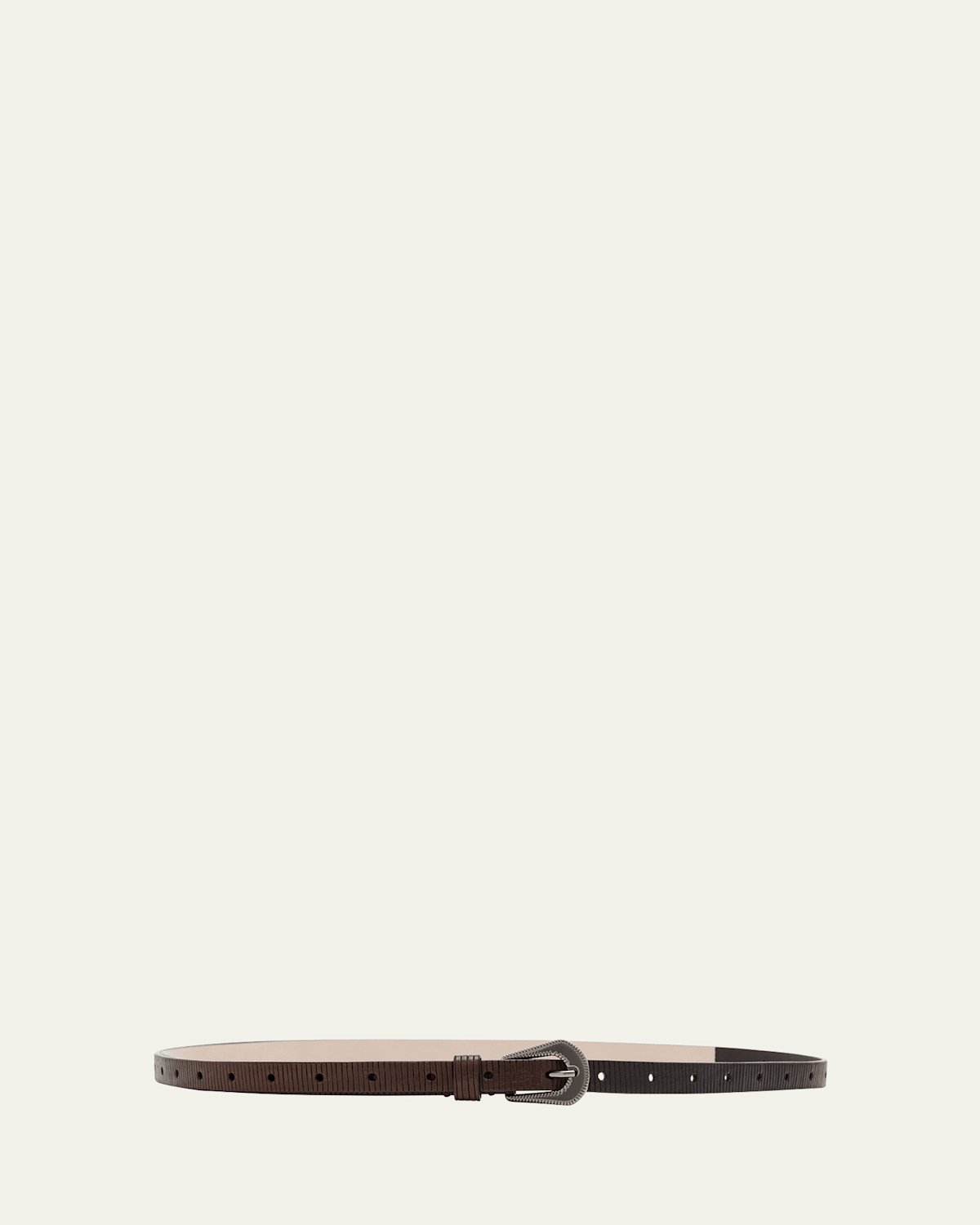 Brunello Cucinelli Glossed Skinny Leather Belt In Brown