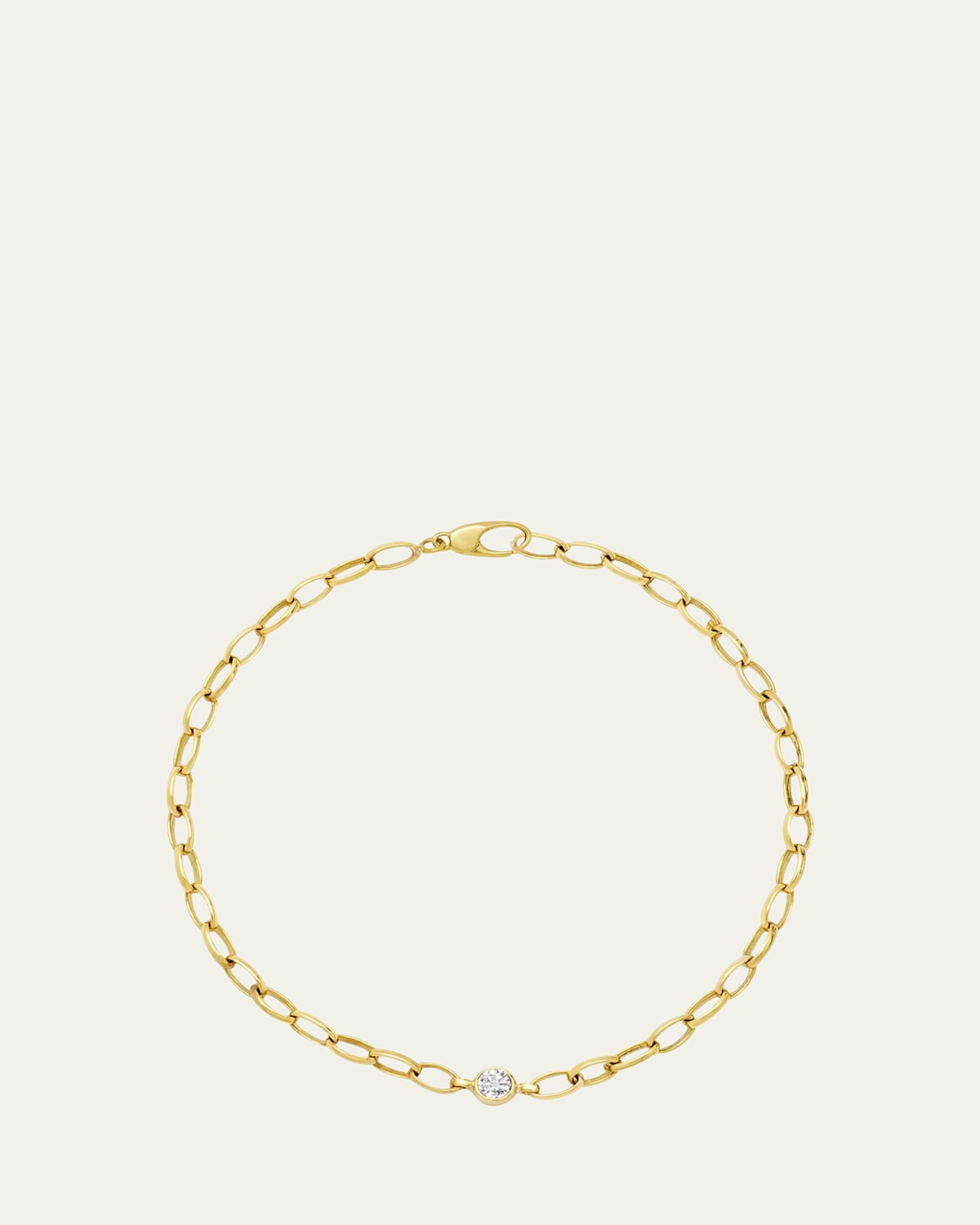 Jennifer Meyer 18K Yellow Gold Small Edith Single Diamond Bezel Bracelet