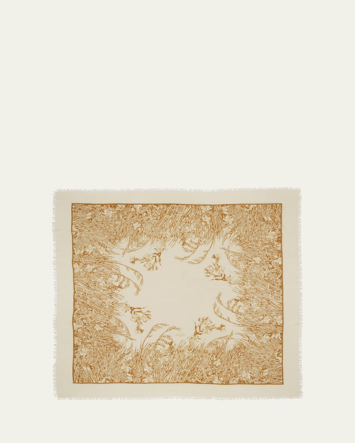 Loro Piana Campo Di Lino Fiorito Cashmere-silk Shawl In Papyrus Sand