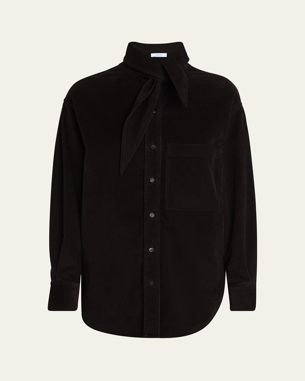 Ferragamo Tie-neck Corduroy Button Down Shirt