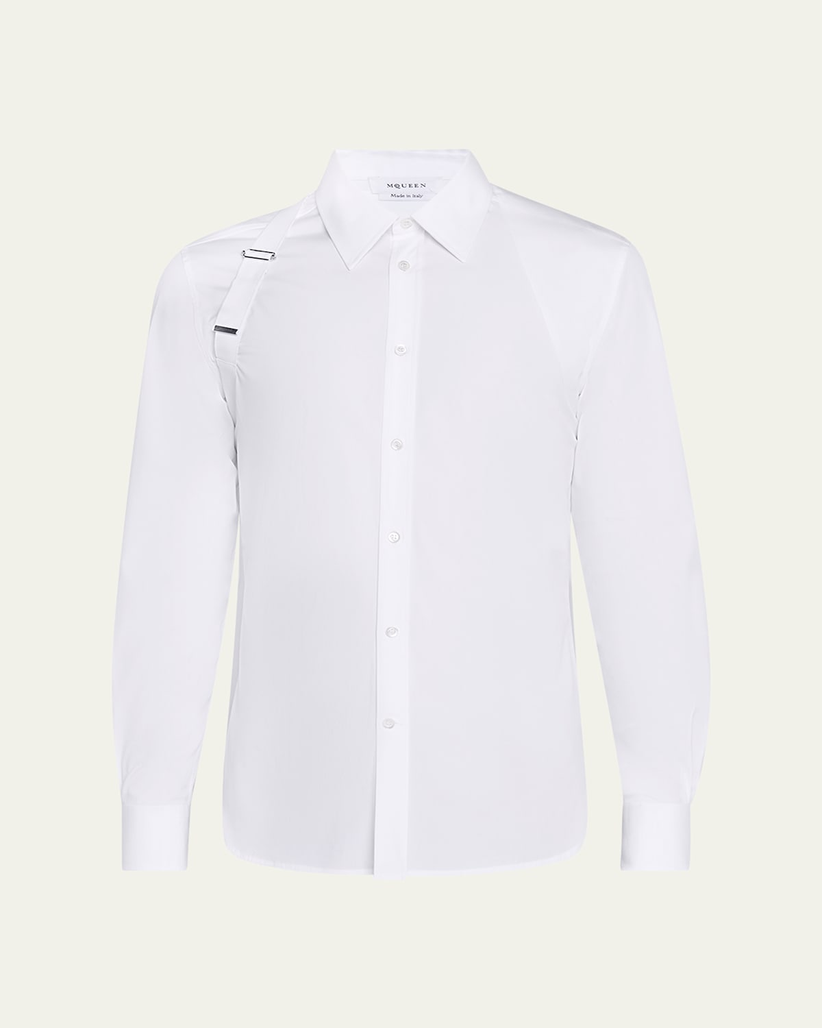 Alexander Mcqueen Structured Button-down Collar Shirt With Buckle In White