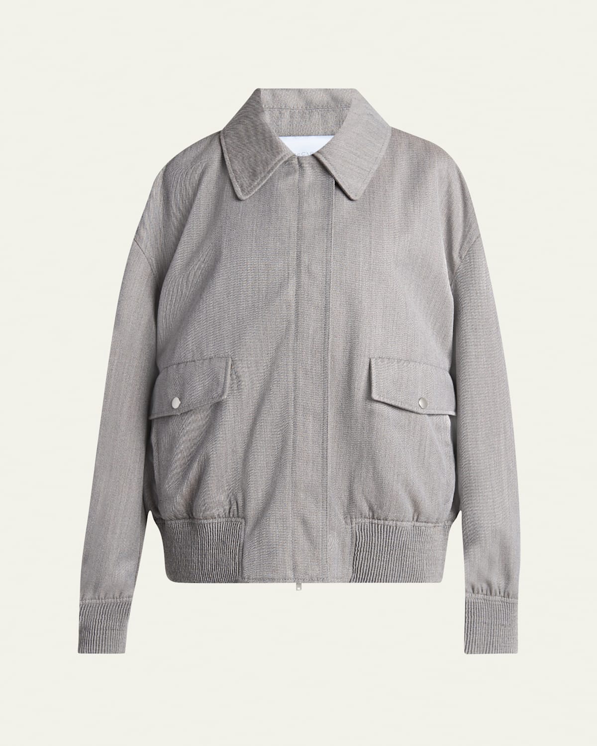 Stella Mccartney Gray Boxy Collared Bomber Jacket In Light Stone