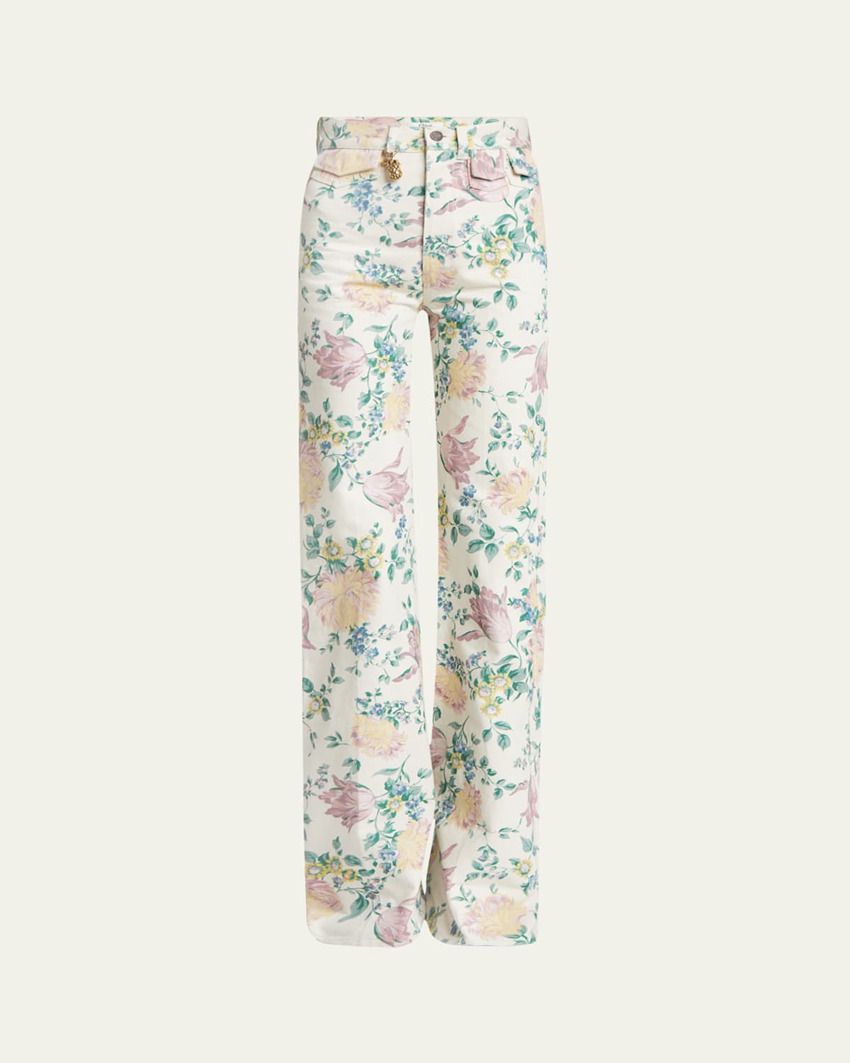 CHLOÉ FLORAL HIGH RISE FLARED JEANS 