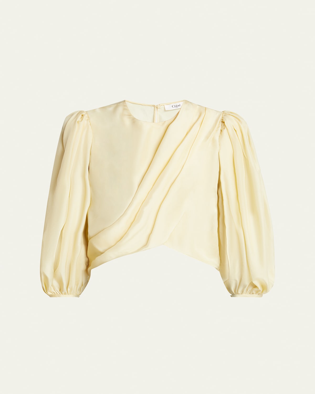 Shop Chloé Draped Cropped Top In Powder Yellow