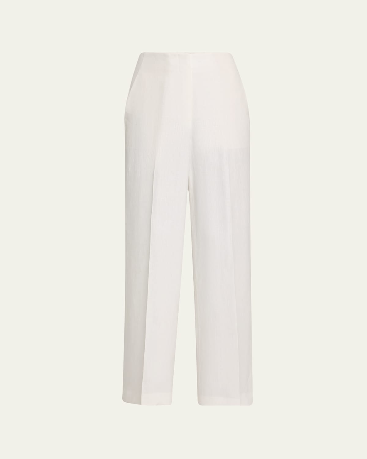 Lafayette 148 Linen Thames Wide Leg Pant In White