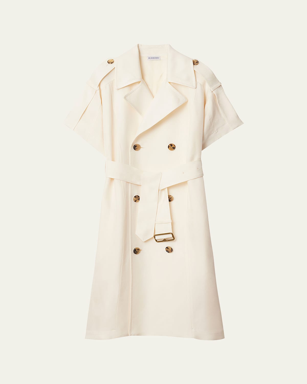 Burberry Waist Belted Short Sleeves Epaulettes Lapels