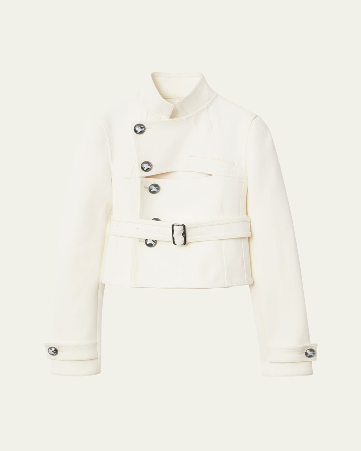 Burberry Stretch Cotton Blend Tailored Jacket In Off White