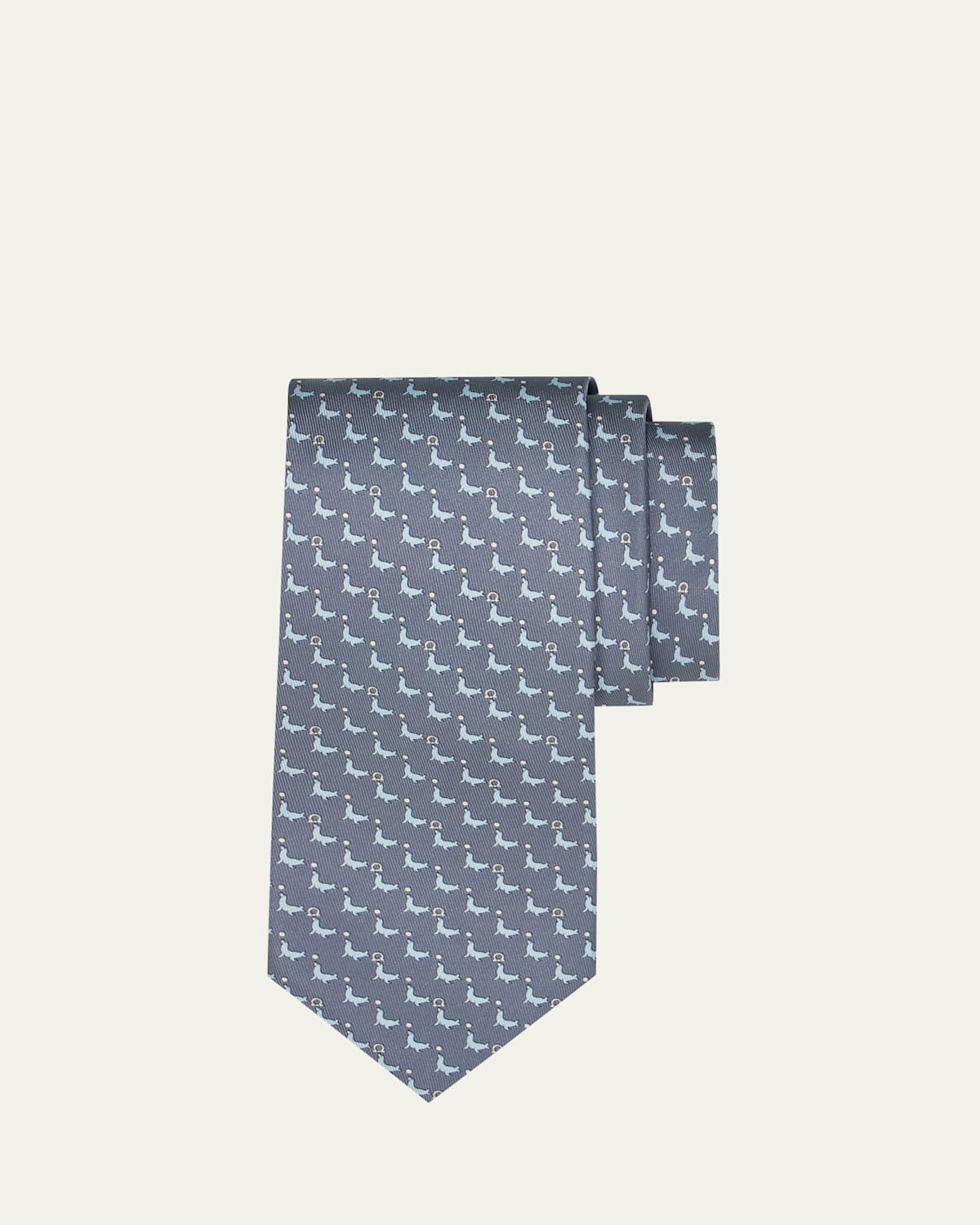 Ferragamo Men's Gancio Sea Lion-Print Tie