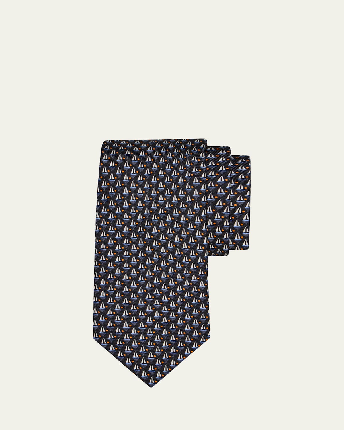 Ferragamo Men's Sailboat Micro-Print Tie