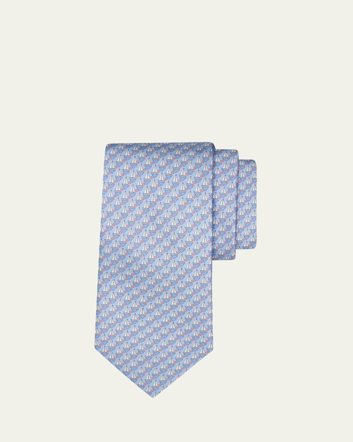 Ferragamo Men's Sailboat Micro-Print Tie