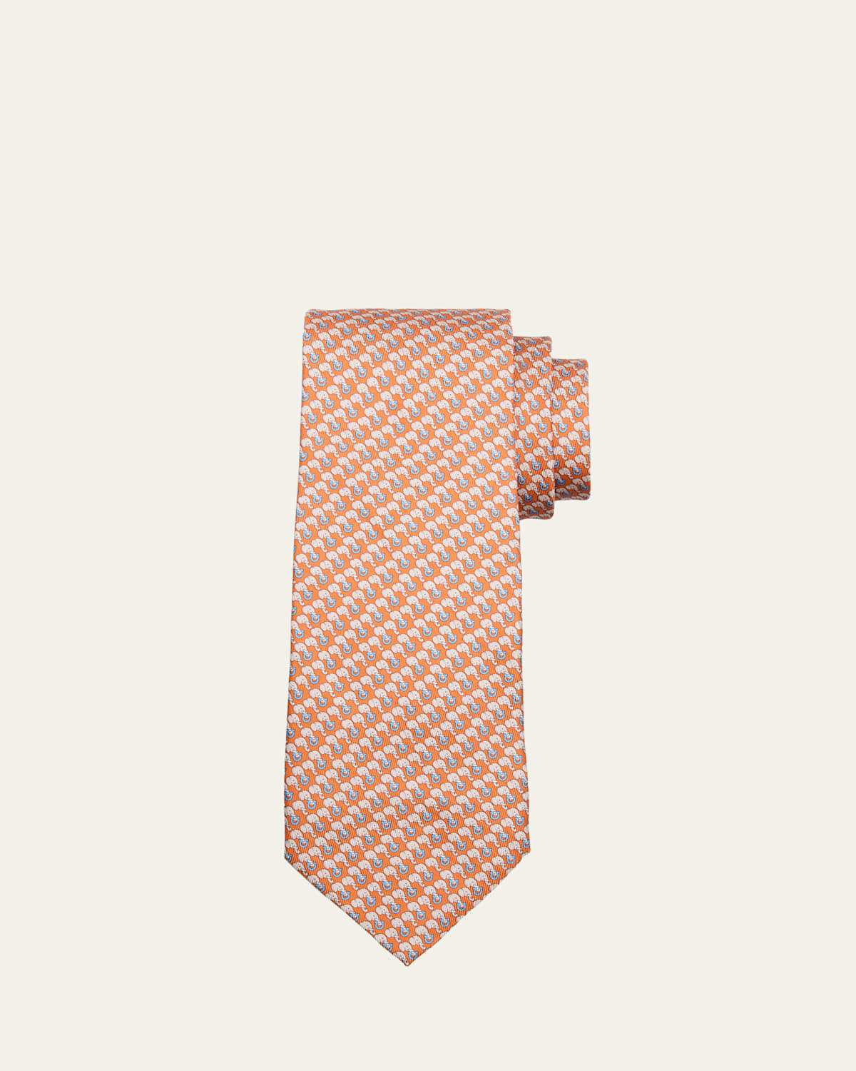 Ferragamo Men's Micro-Elephant and Gancio Print Tie