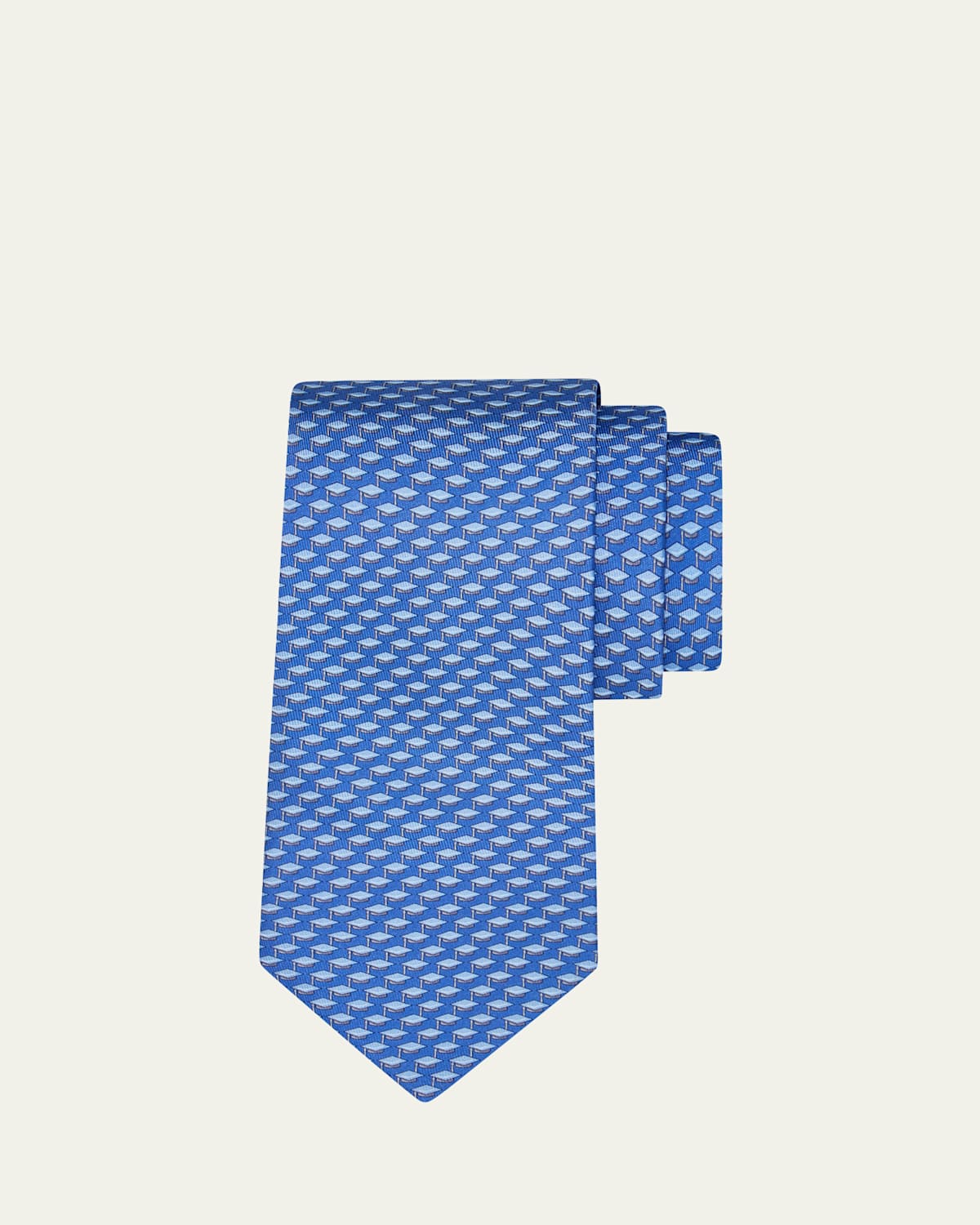 Ferragamo Men's Graduation Cap Micro-print Tie In Brown