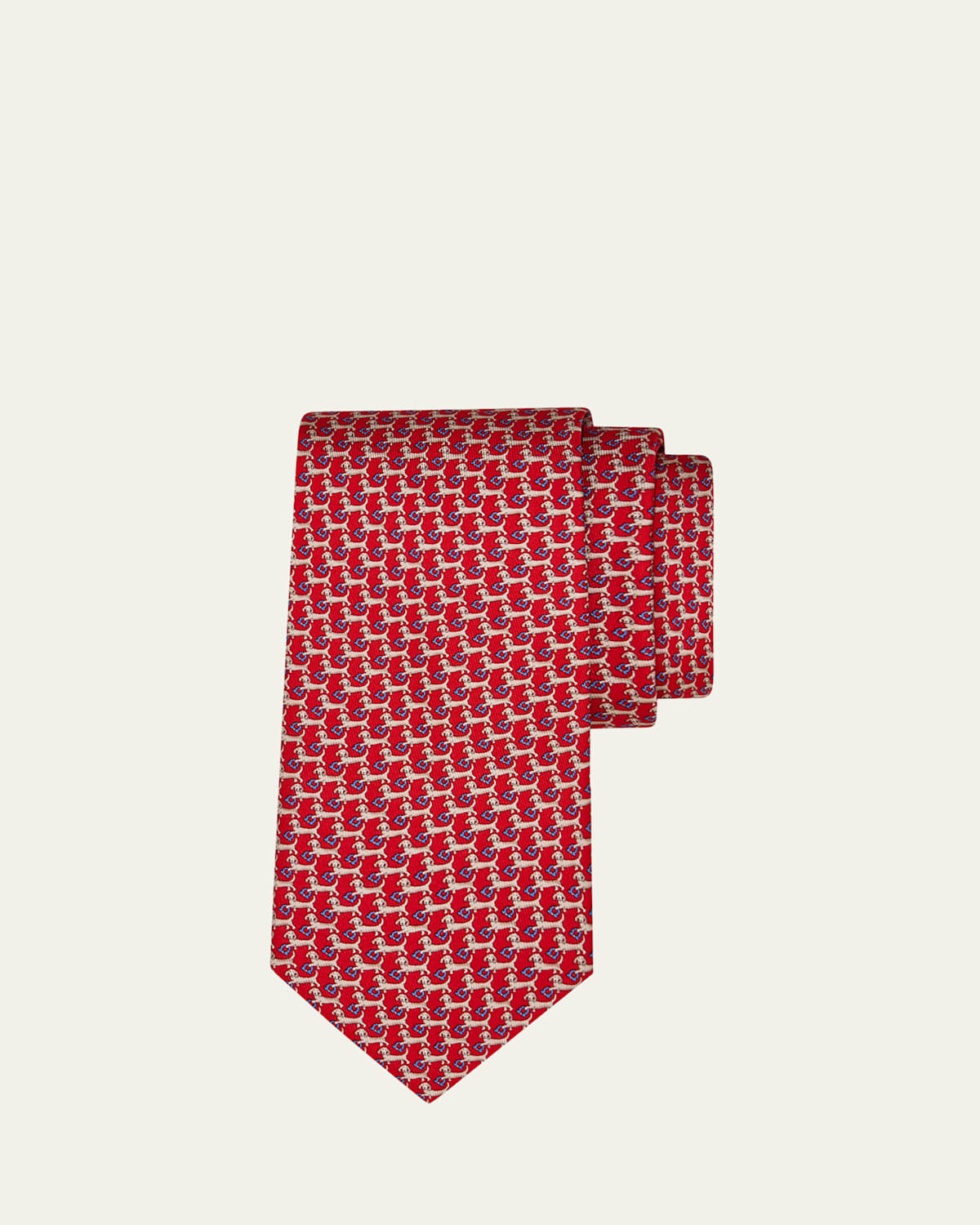 Ferragamo Men's Gancio Dog-Print Tie
