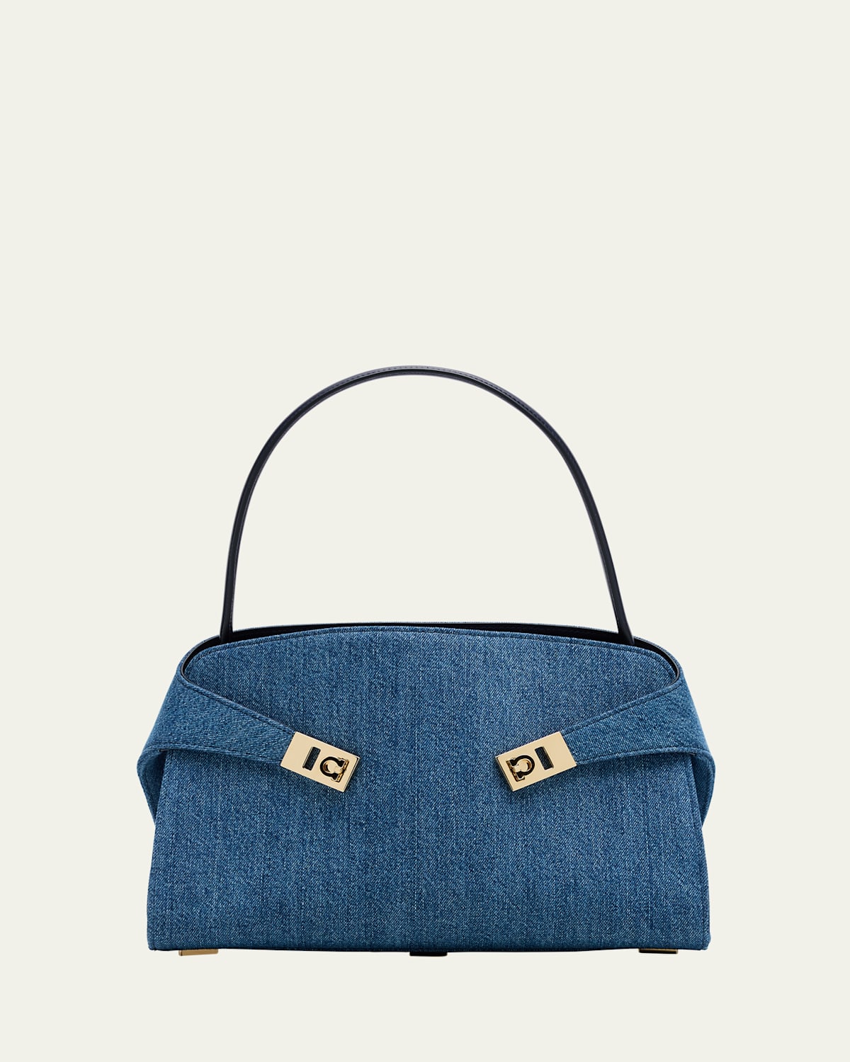 Ferragamo Hugh Washed Denim Shoulder Bag