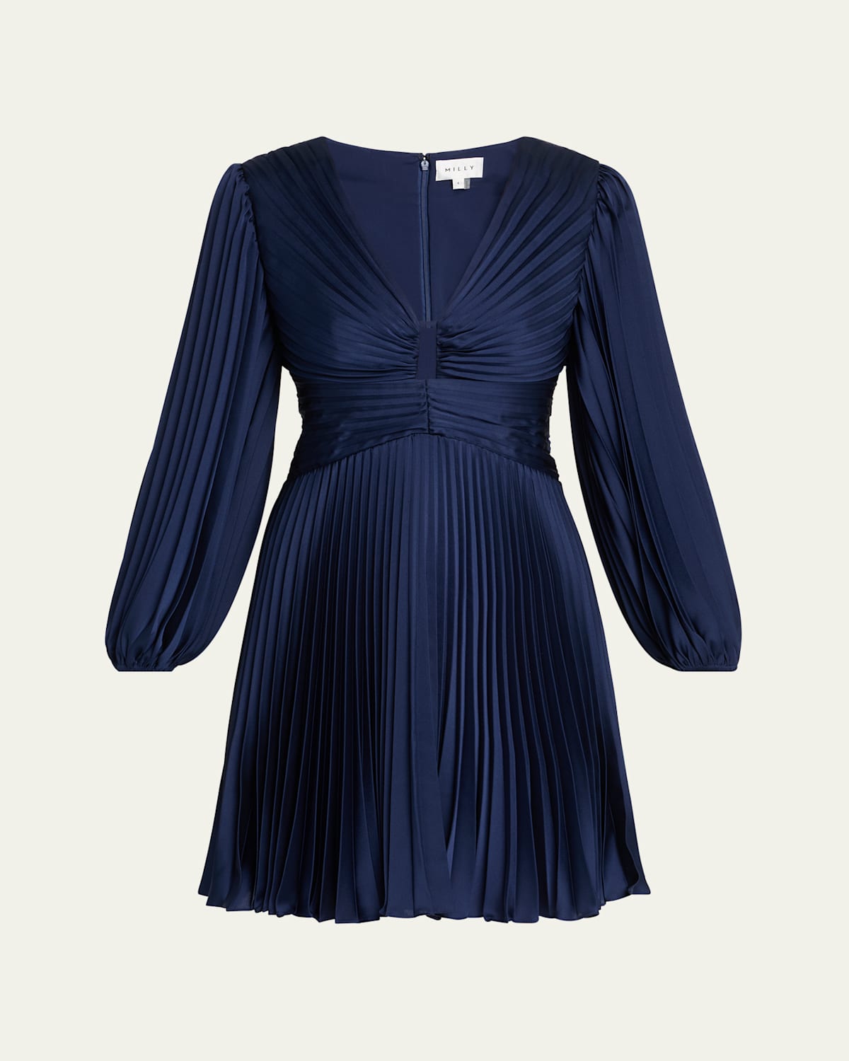 Shop Milly Julia Cutout Pleated A-line Mini Dress In Navy