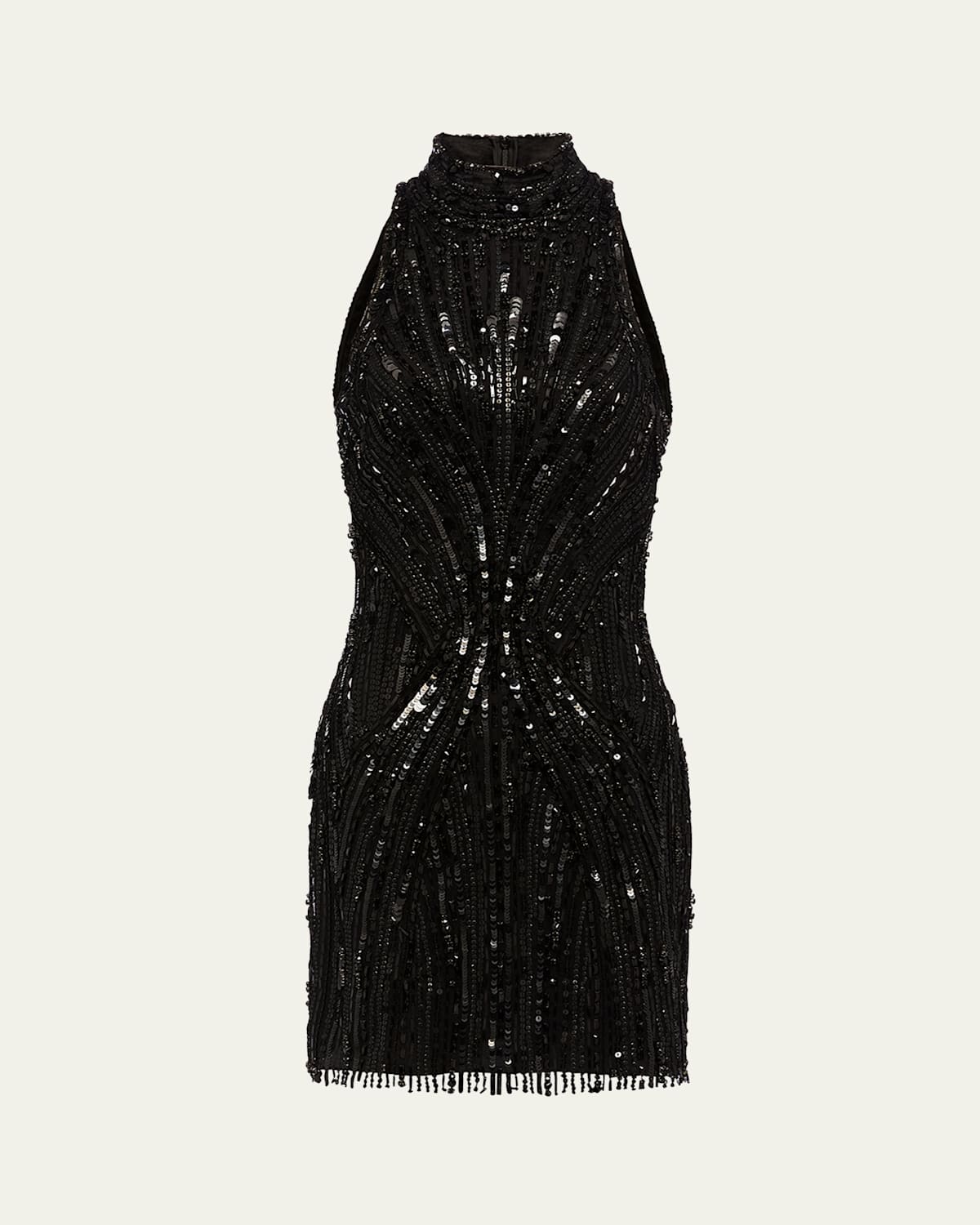 Shop Jenny Packham Rebel Halter Crystal Sequined Mini Dress In Liquorice