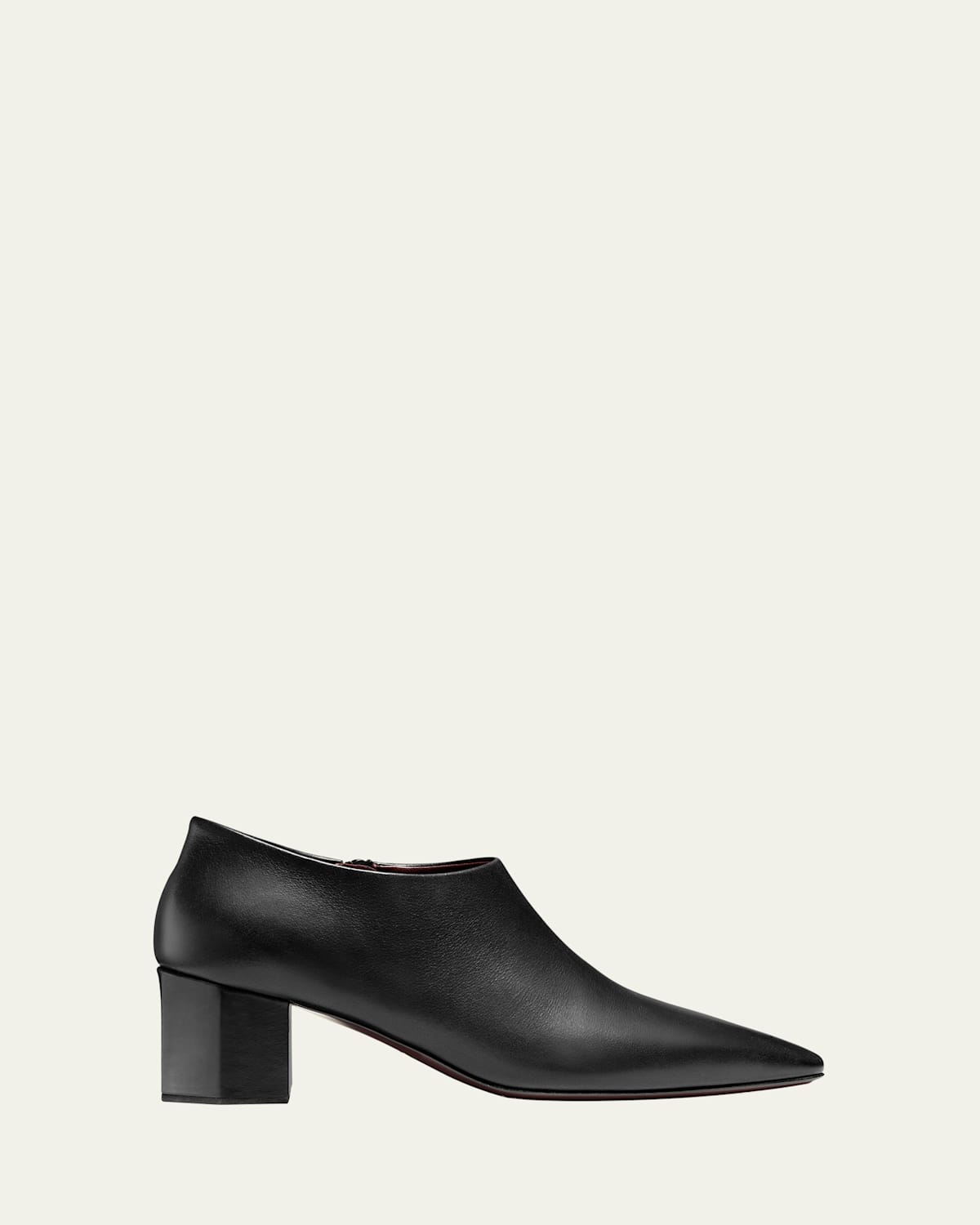 Leather Low Heeled Hexagon Booties