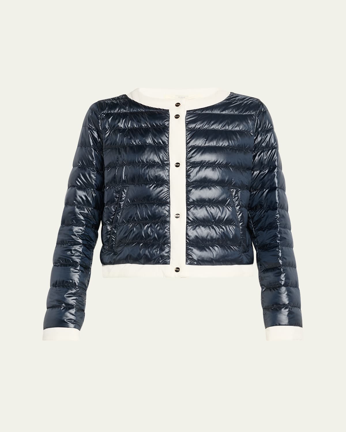 Herno Contrast Trim Quilted Nylon Down Jacket
