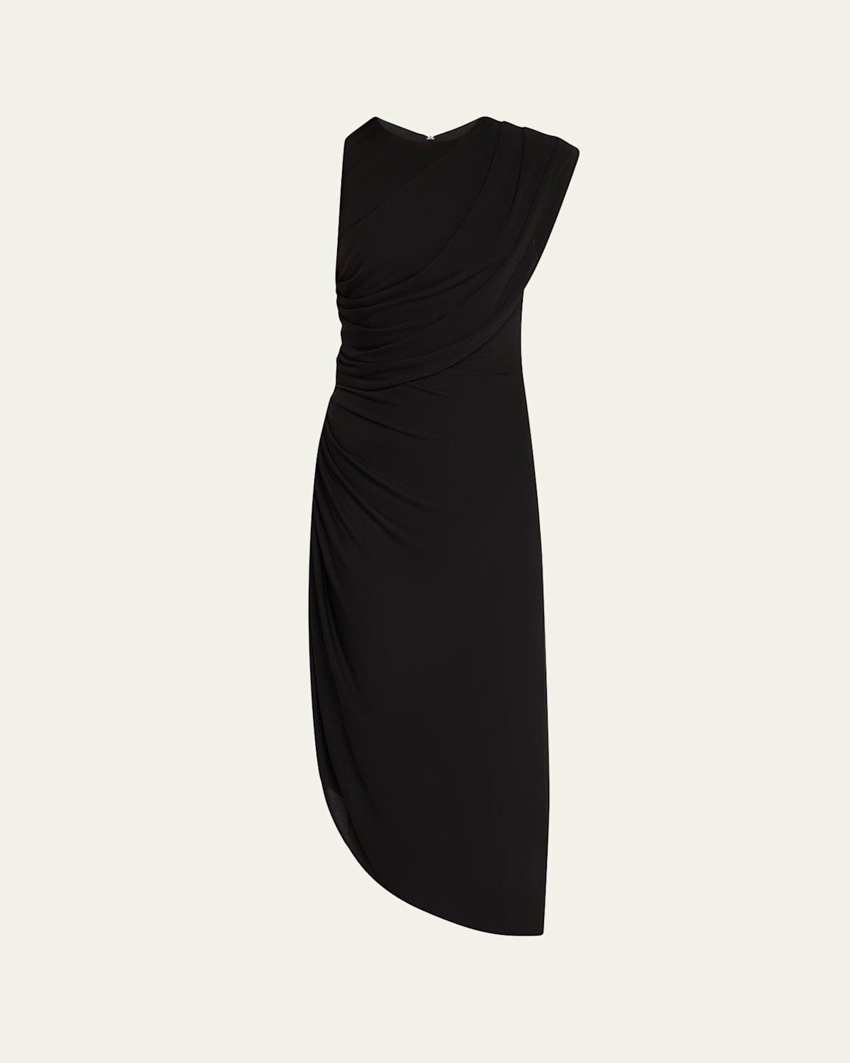HALSTON GABRIELLE DRAPED MATTE JERSEY MIDI DRESS 