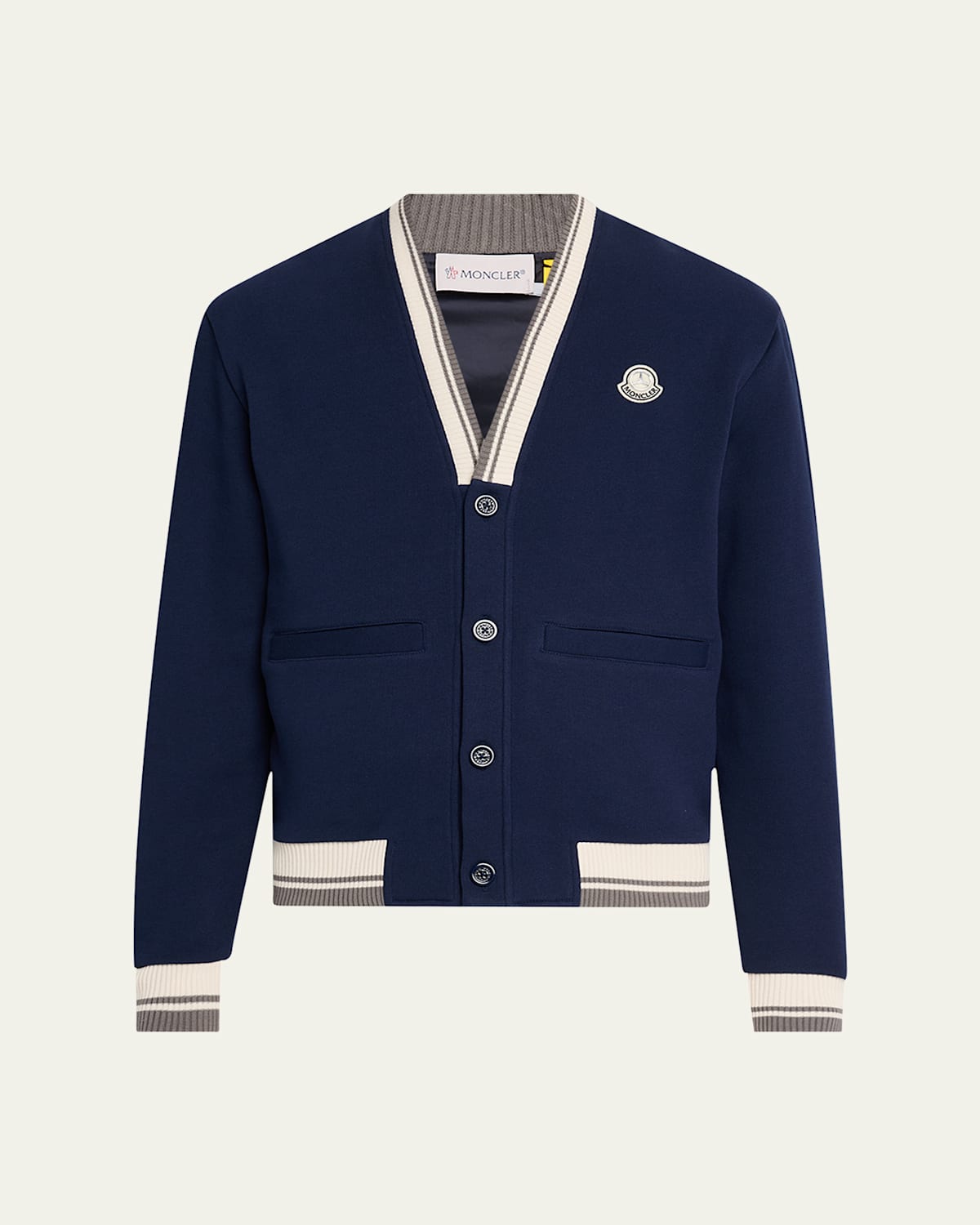 Moncler Navy Blue Logo Printed Cardigan