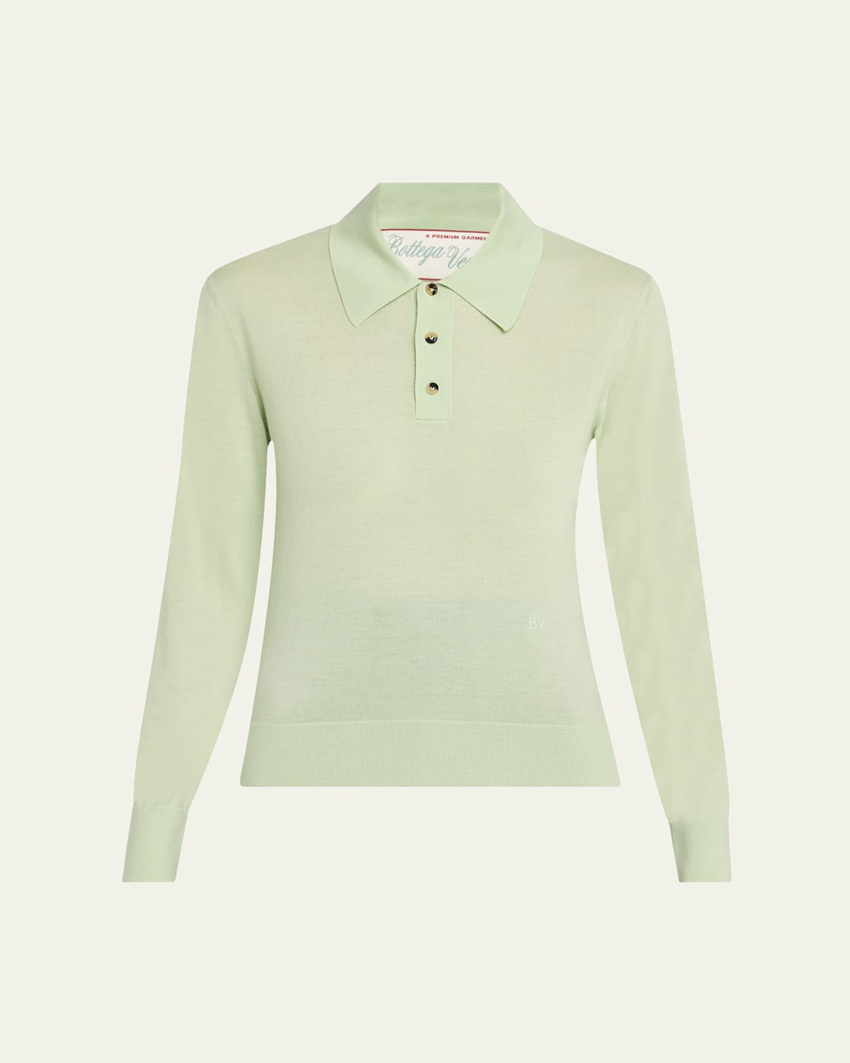 Long-Sleeve Fine Cashmere Polo Sweater