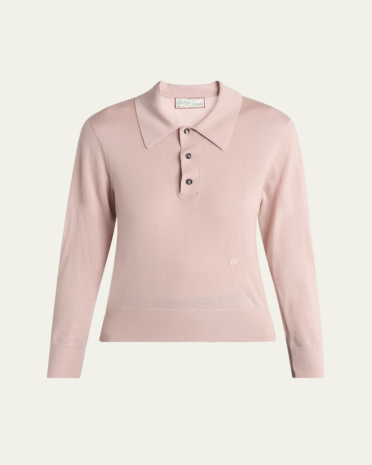 Shop Bottega Veneta Long-sleeve Fine Cashmere Polo Sweater In Emeraldblu