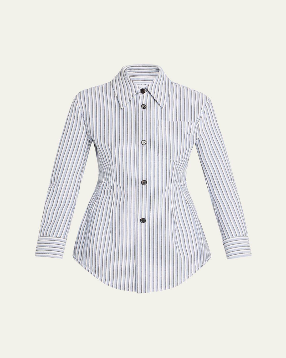 Bottega Veneta Light Structured Cotton Stripe Jacket In Chalk Wht
