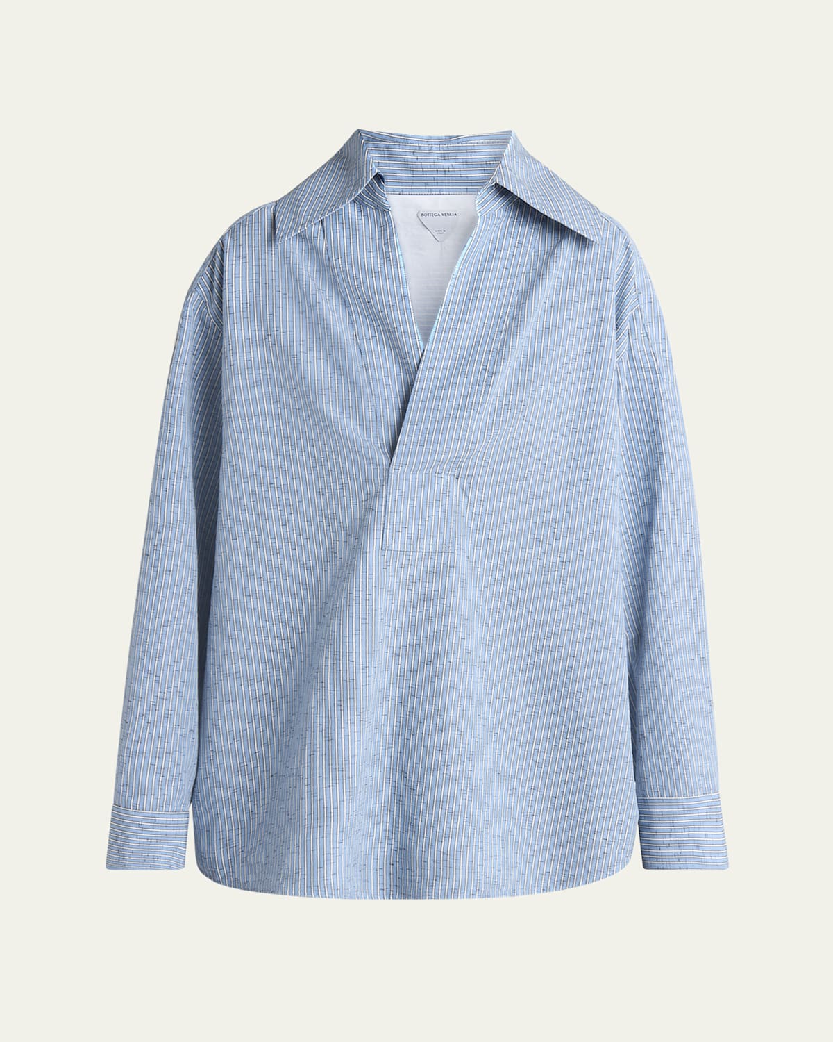 Bottega Veneta Oversized Striped Cotton-blend Shirt In Midniteblk