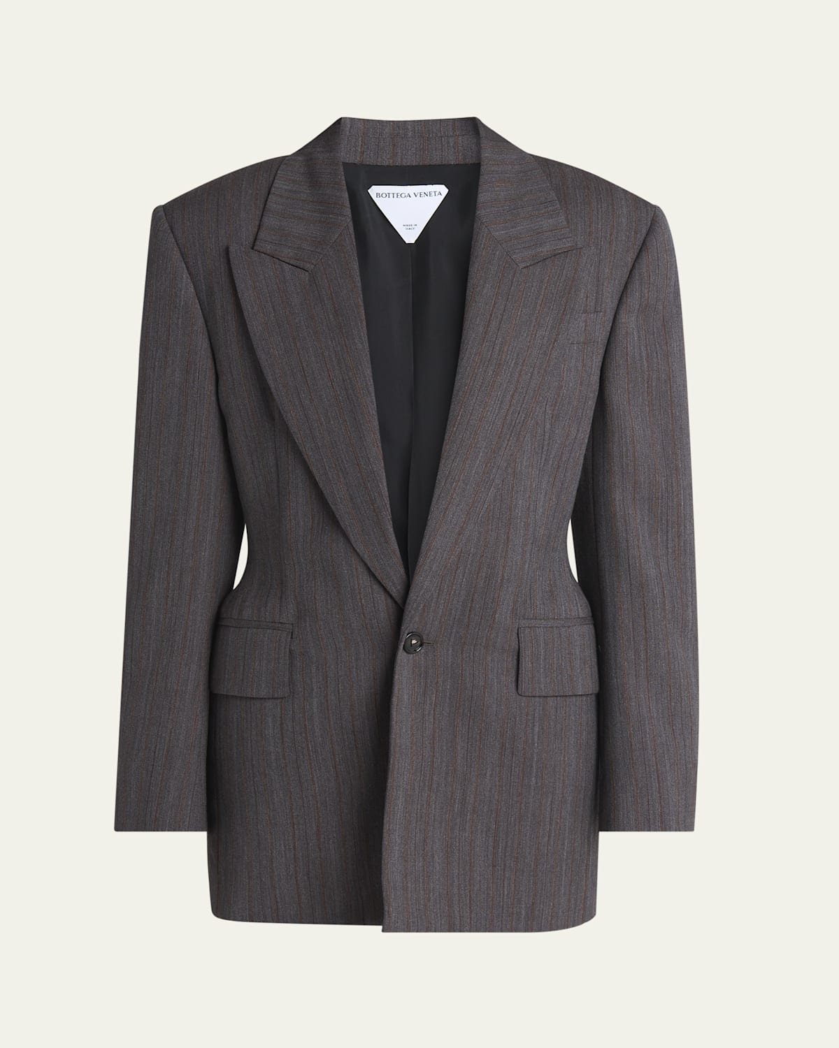 Shop Bottega Veneta Subtle Stripe Melange Wool Jacket In Grey
