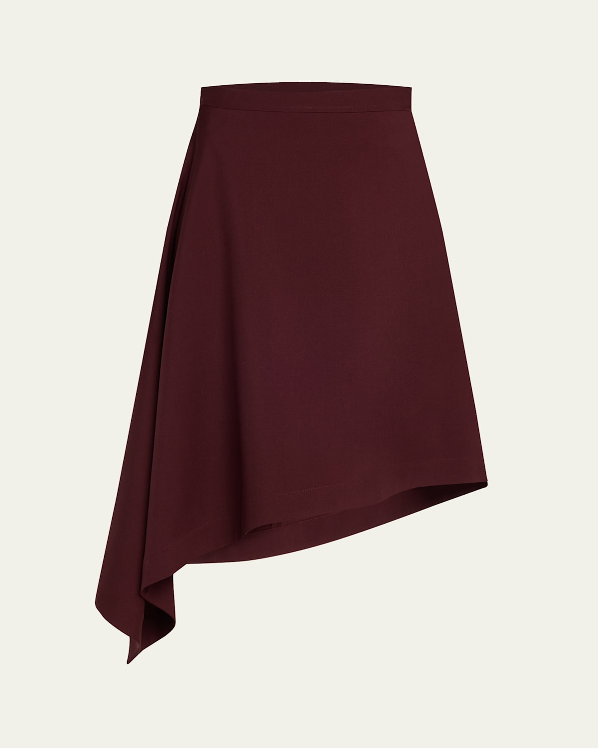 Bottega Veneta Womens Aubergine Sartorial Asymmetric Wool Midi Skirt In Redeggplnt