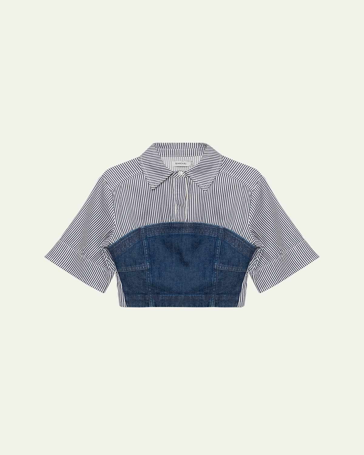 Simkhai Adams Short-sleeve Combo Shirt In Indigo Stripe Multi