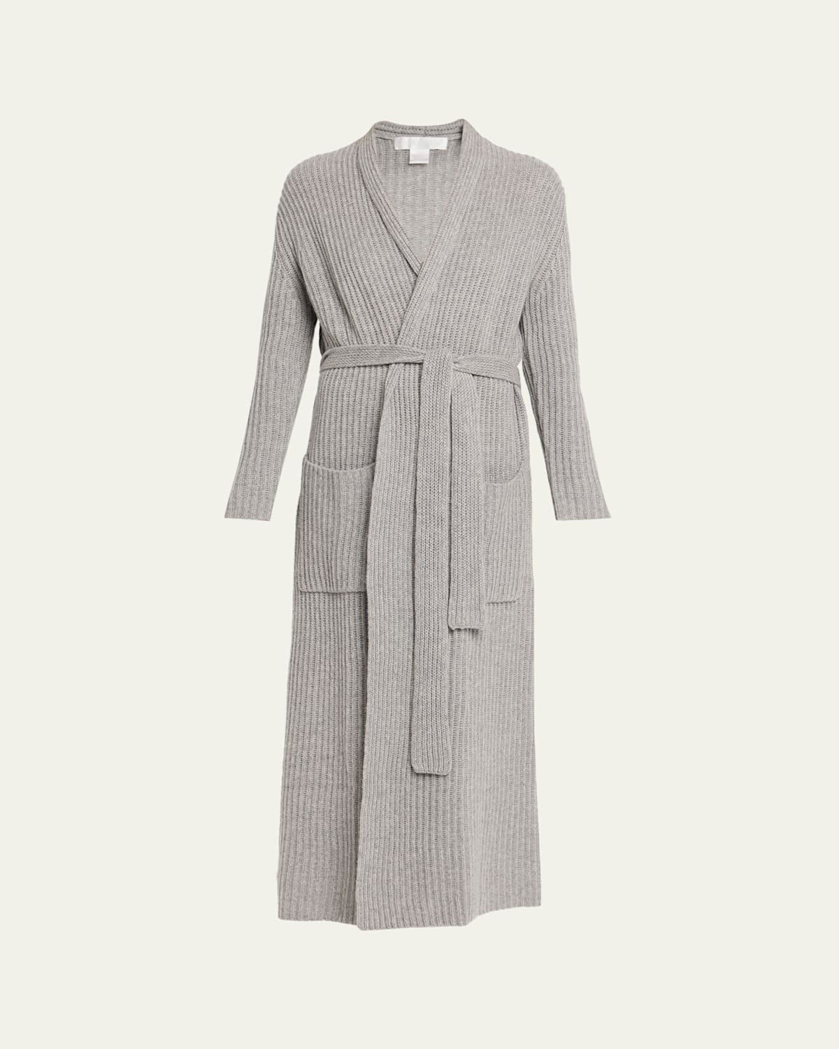 Arlotta Cashmere Rib Knit Cashmere Robe In Gray