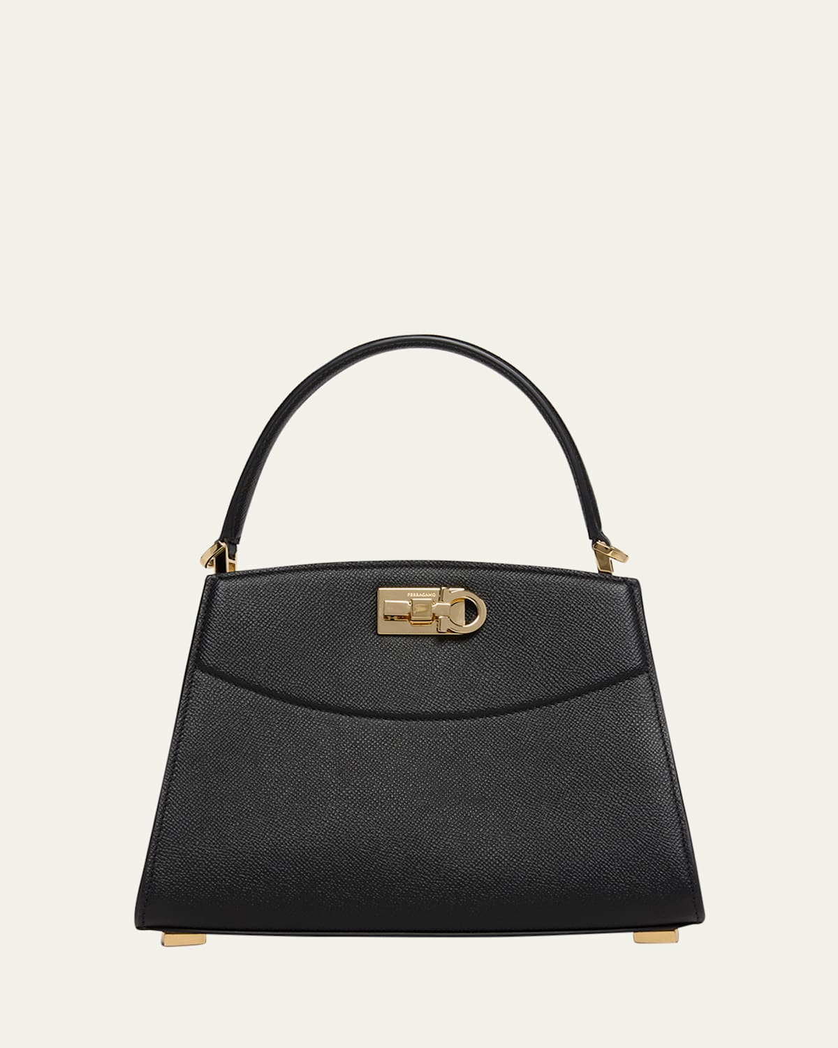 Ferragamo The New Studio Small Box Leather Top-handle Bag In Black