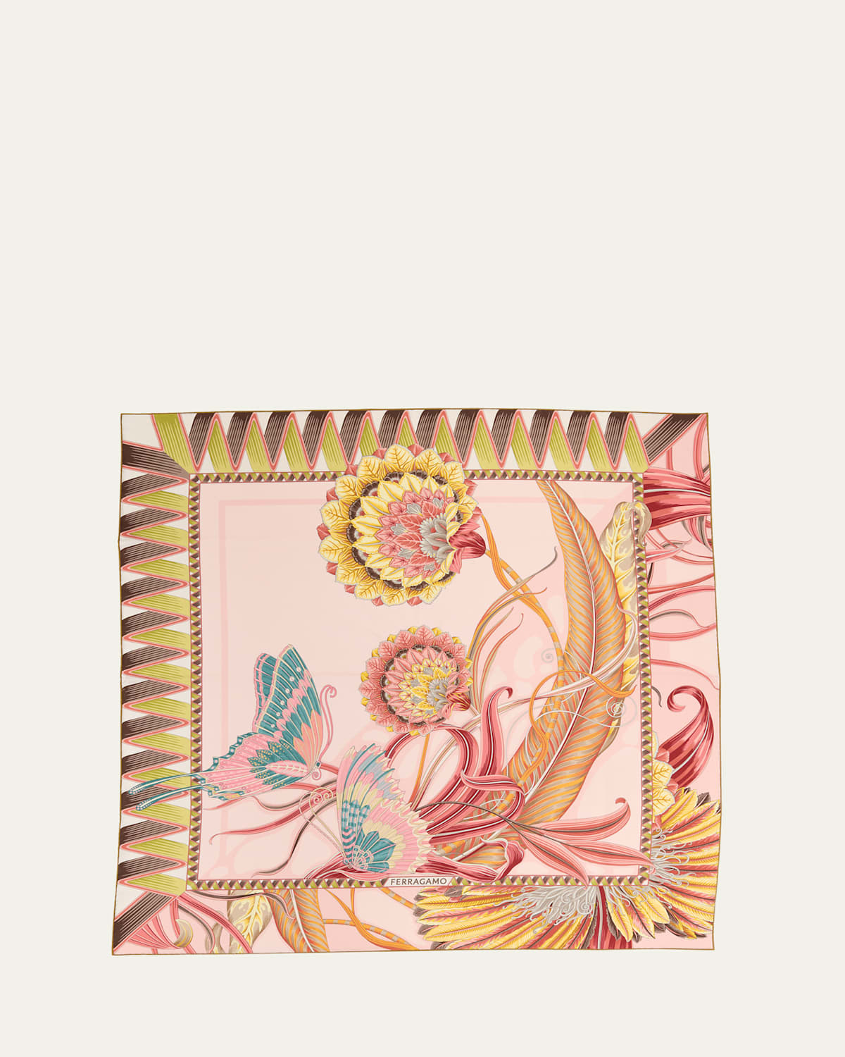 Ferragamo Giada Print Silk Scarf Scarves And Foulards Rose