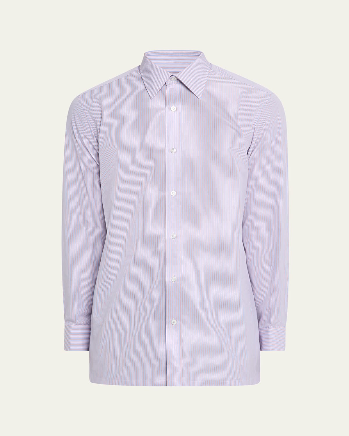 Men's Cotton Stripe Point-Collar Sport Shirt