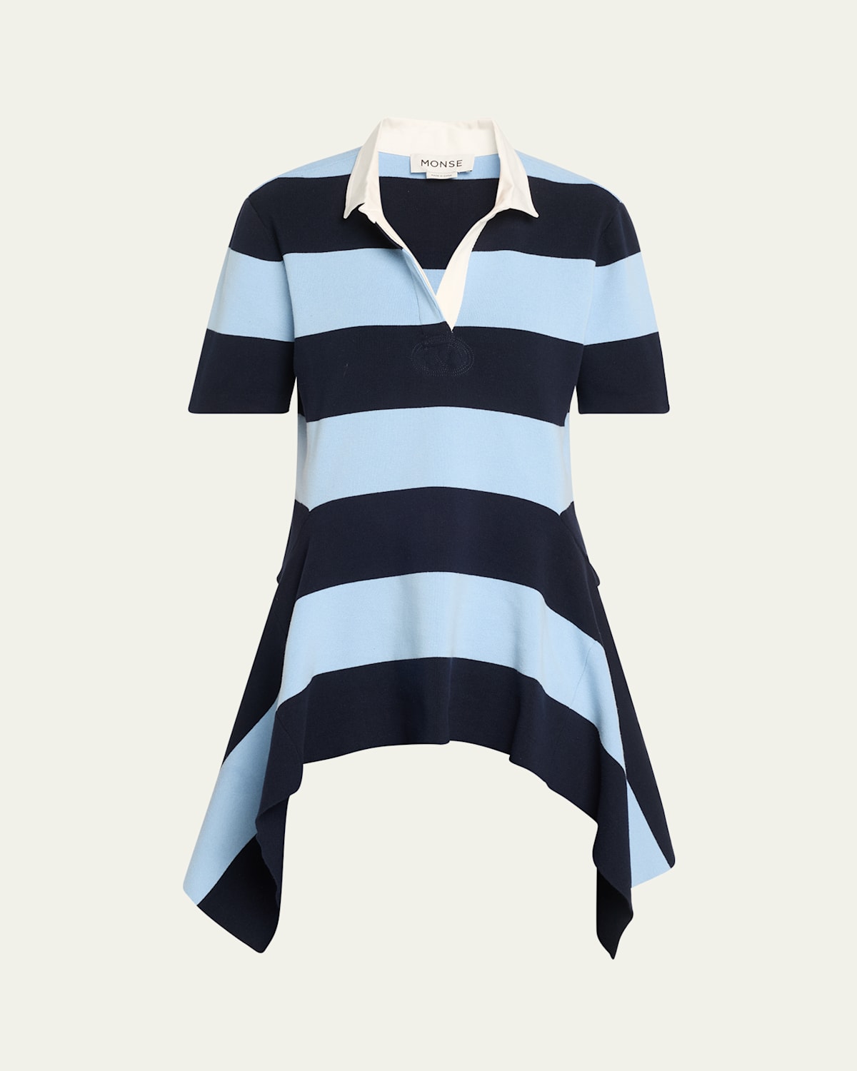 Striped Half Placket Knit Polo Top