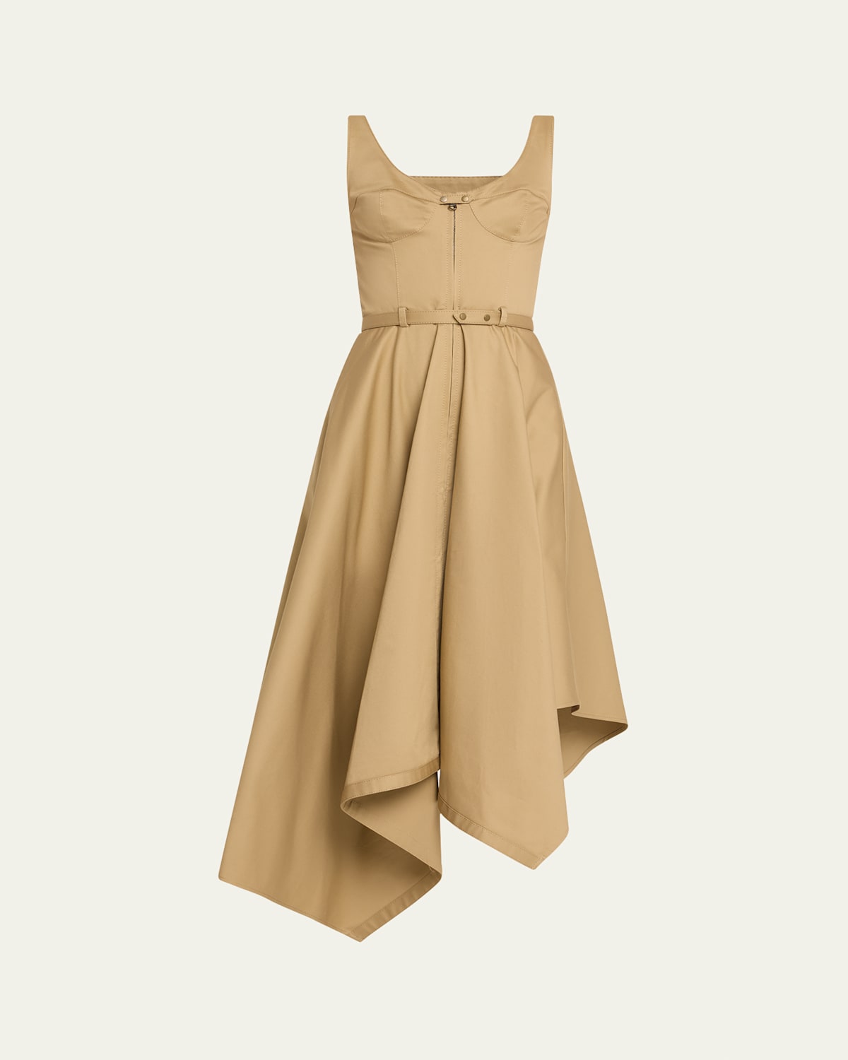 Fit-and-Flare Asymmetric Midi Tank Dress