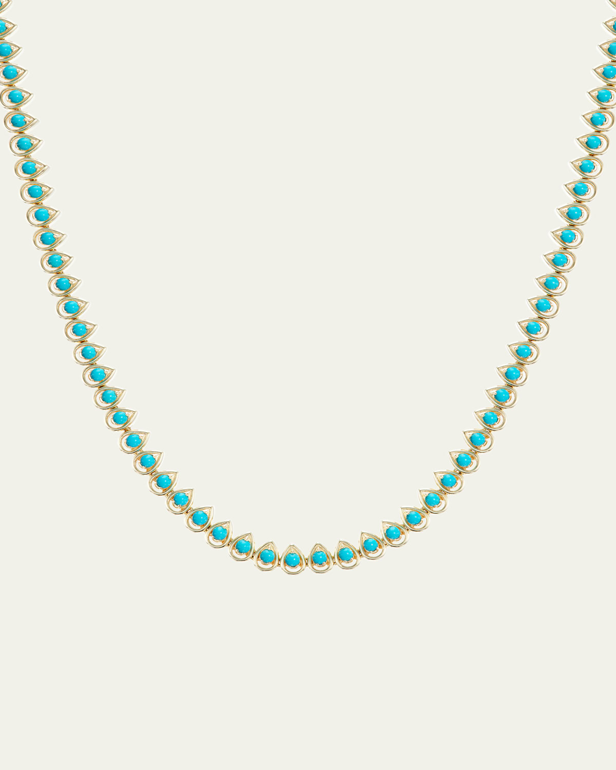 Mandala Petal Turquoise Tennis Necklace in 18K Yellow Gold