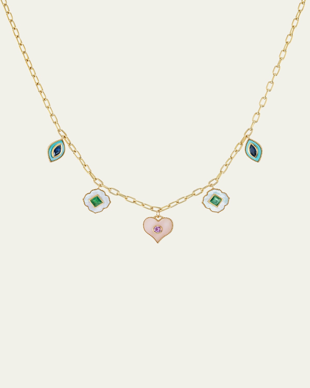 Symbols Inlay Necklace in 18K Yellow Gold