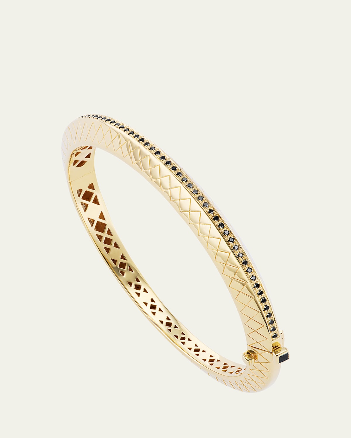 Orly Marcel Temple Tile Thin Bangle in 18K Yellow Gold with Black Diamonds