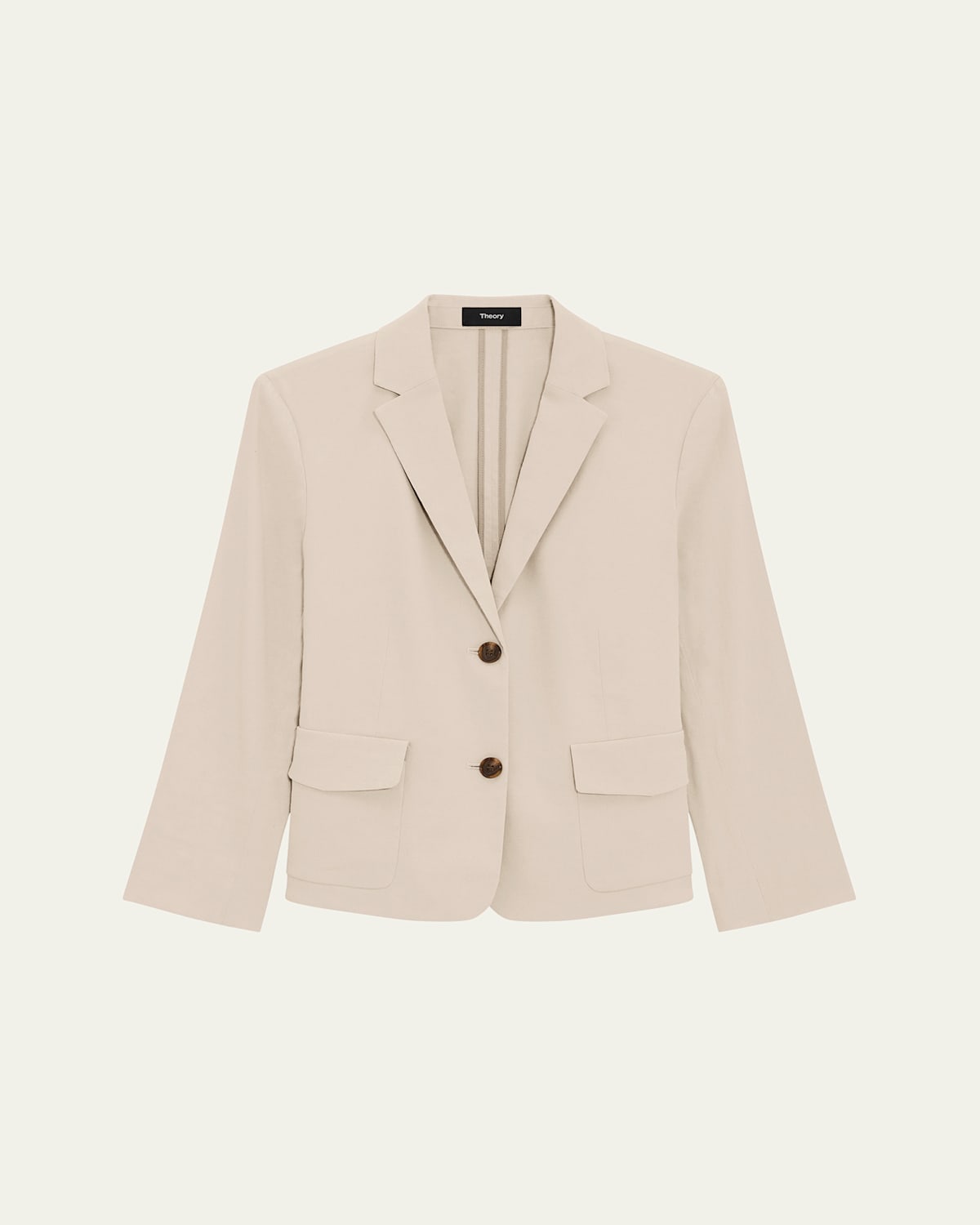 Theory Shrunked Crop Linen Blend Blazer In Straw