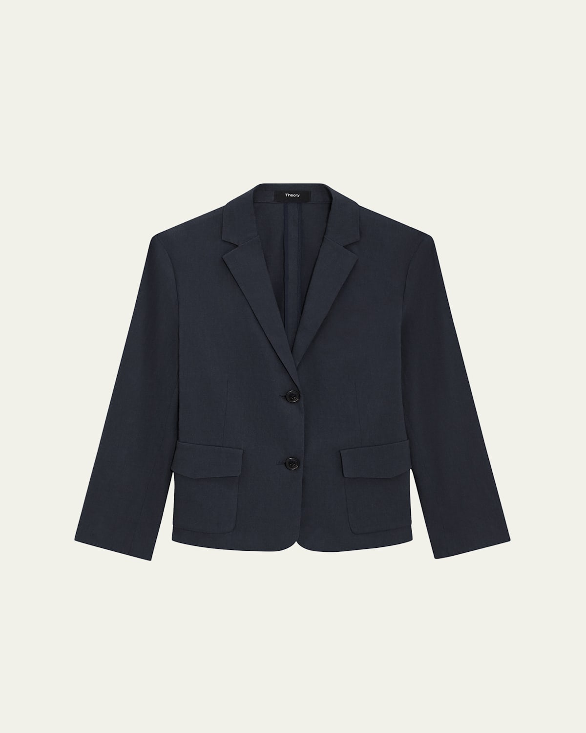 Theory Shrunked Crop Linen Blend Blazer In Concord
