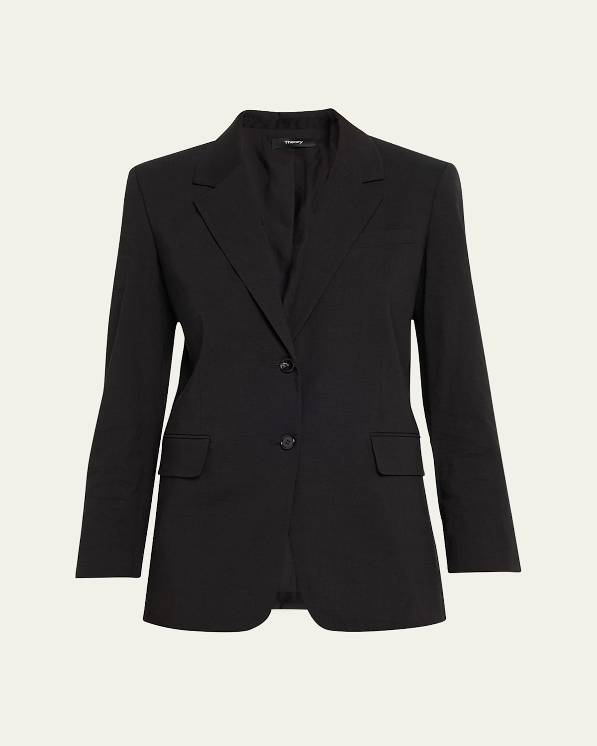 Theory Oversized Crunch Linen Blazer In Black